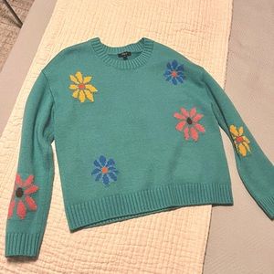 Rails Zoey Pullover Sweater Teal Multi Flowers